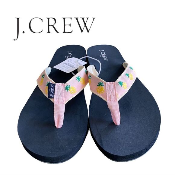 NEW J. Crew Women's Pink Blossom Pineapple Flip Flop Sandals - Picture 3 of 4